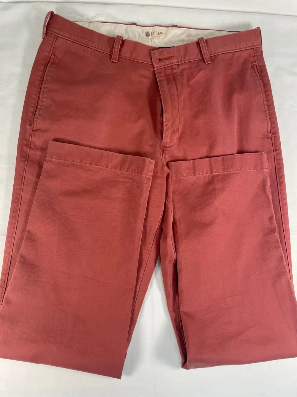 J. Crew Coral Straight-Leg Cotton Pants